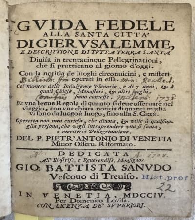 GUIDA FEDELE ALLA SANTA CITTA DI GIERUSALEMME E DESCRITTIONE DI TUTTA
