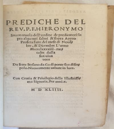 PREDICHE DEL REV. P. F. HIERONYMO SAVONAROLA DELL\'ORDINE DEI PREDICATORI