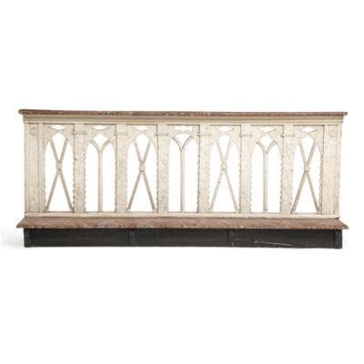 A Biedermeier balustrade of painted wood, decorated with 'faux marble'.
