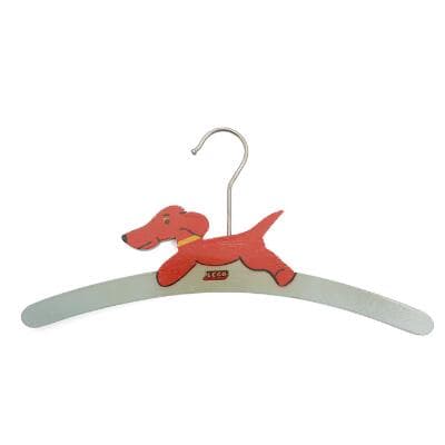 Dagny Holm for LEGO: A painted wooden hanger with a dachshund. Manufactured