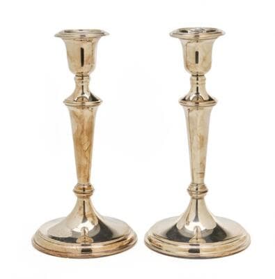 A pair of sterling silver candlesticks, Carr's of Shefffield, Sheffield