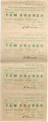 Southern Jutland, S.O.S. Kasse Hadersleben, 1, 2, 5 and 10 kr 1st