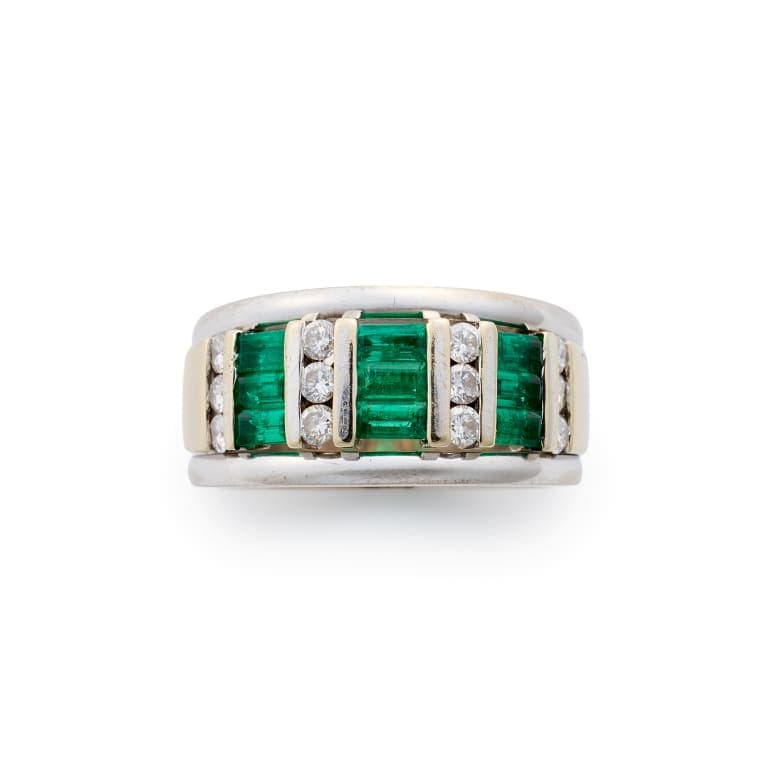 Emerald and diamond band