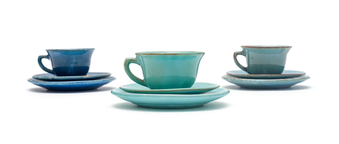 Linn Ware; Three cups, saucers and side plates