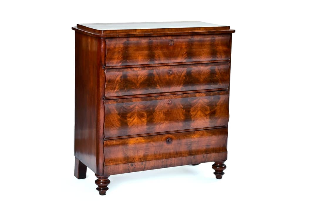 Biedermeier flame mahogany chest of drawers, c.1830