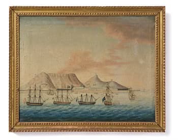 A rare Chinese Export painting of 'Table Mountain', China, circa 1800.