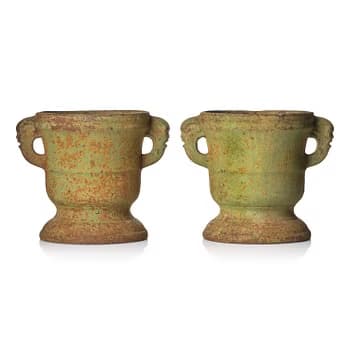 A pair of Swedish cast-iron garden urns, 18th century.