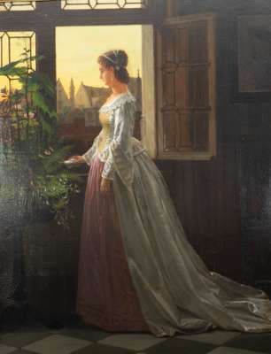 European school (19th century), Woman at window