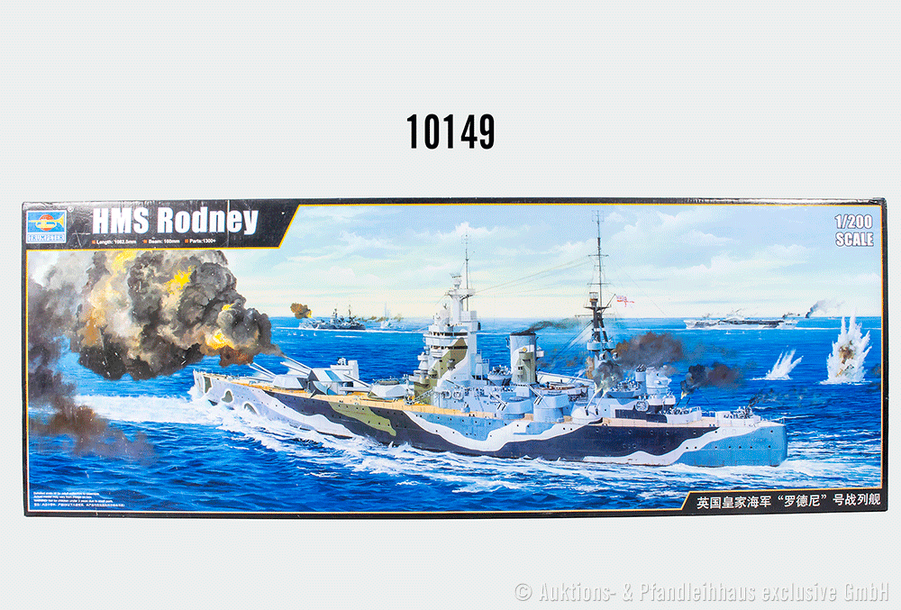 Trumpeter Schiff-Bausatz 03709 HWS Rodney, 1:200, n.A.d.E. vollständig, OVP