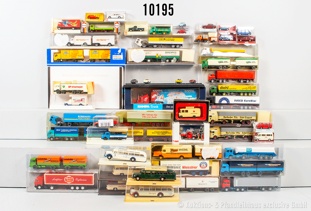 Konv. H0 Modellautos, Lkw, Pkw, Busse usw., dabei Herpa, Wiking, Brekina