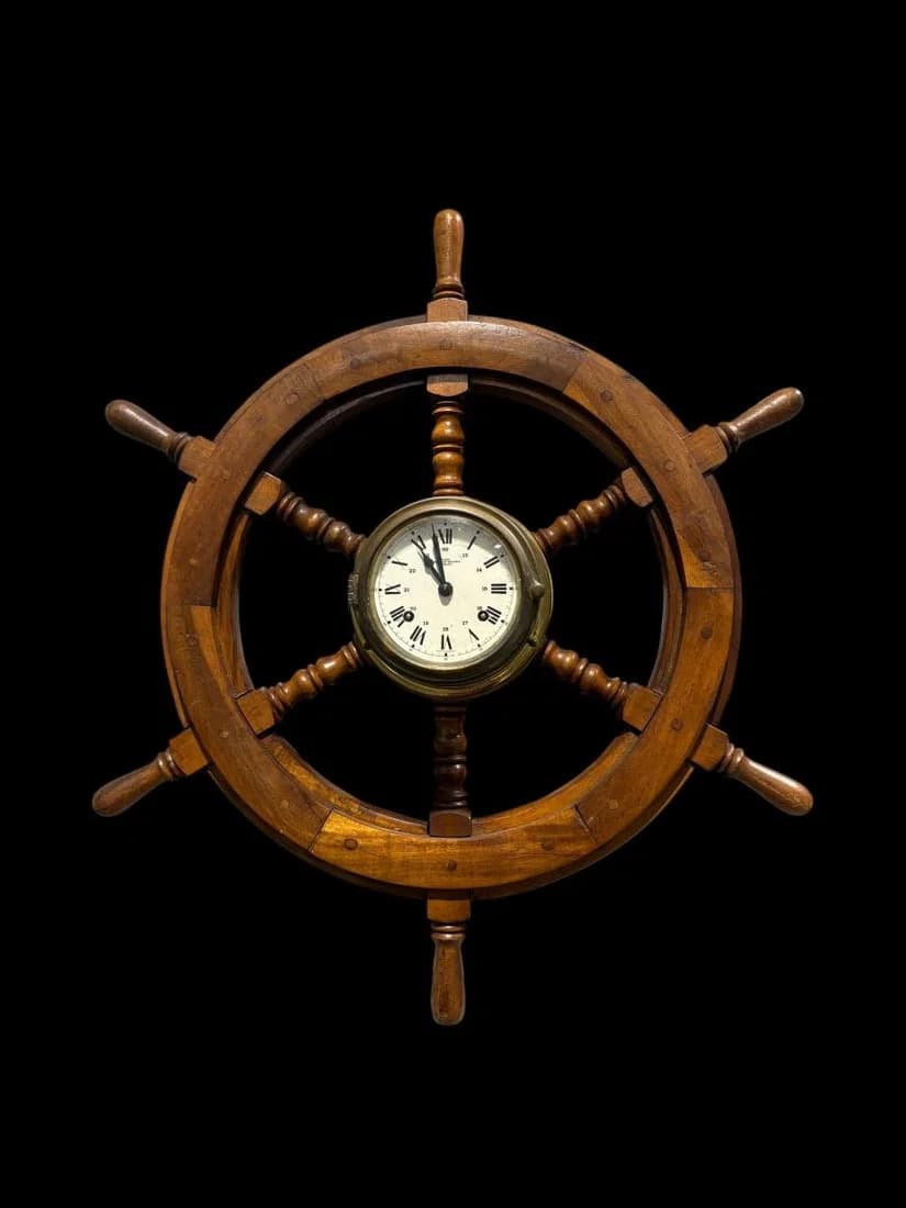 Wempe Chronometerwerke Hamburg Germany 24" Ships Wheel Clock
