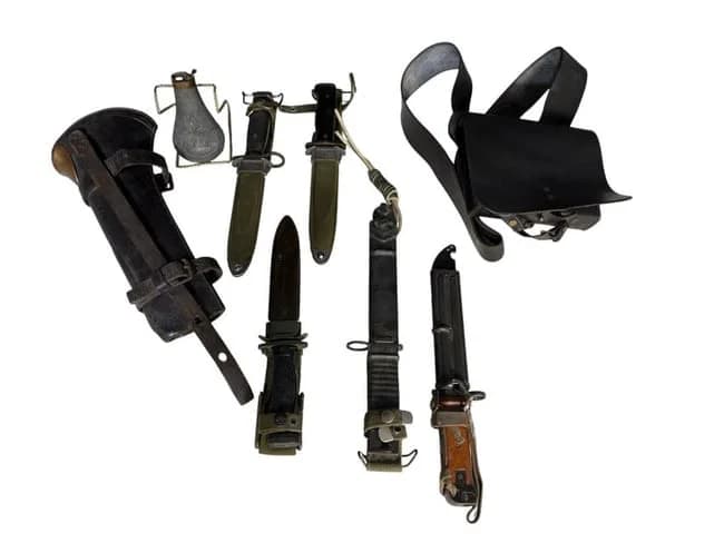 Lot of 8 Civil War & Other Items: Powder Flask, Cartridge Satchel