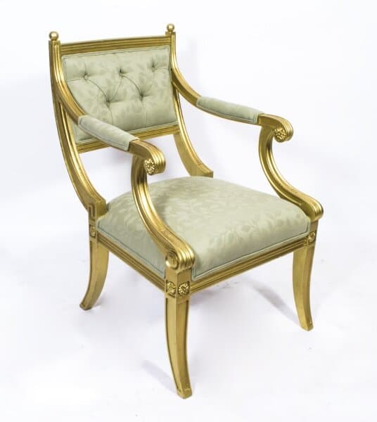 Antique Regency Revival Giltwood Armchair 20th C