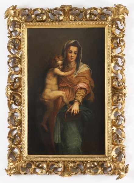 Antique Painting Madonna & Child Follower of Raphael 19th Century