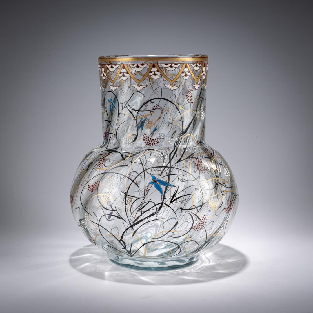 Emile Gallé, Nancy Große Vase 'Herbes et Papillons', um 1879