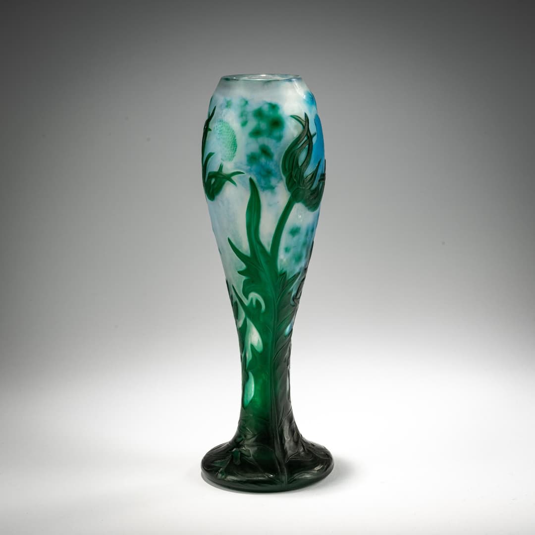 Daum Frères, Nancy Vase 'Chardons', um 1900