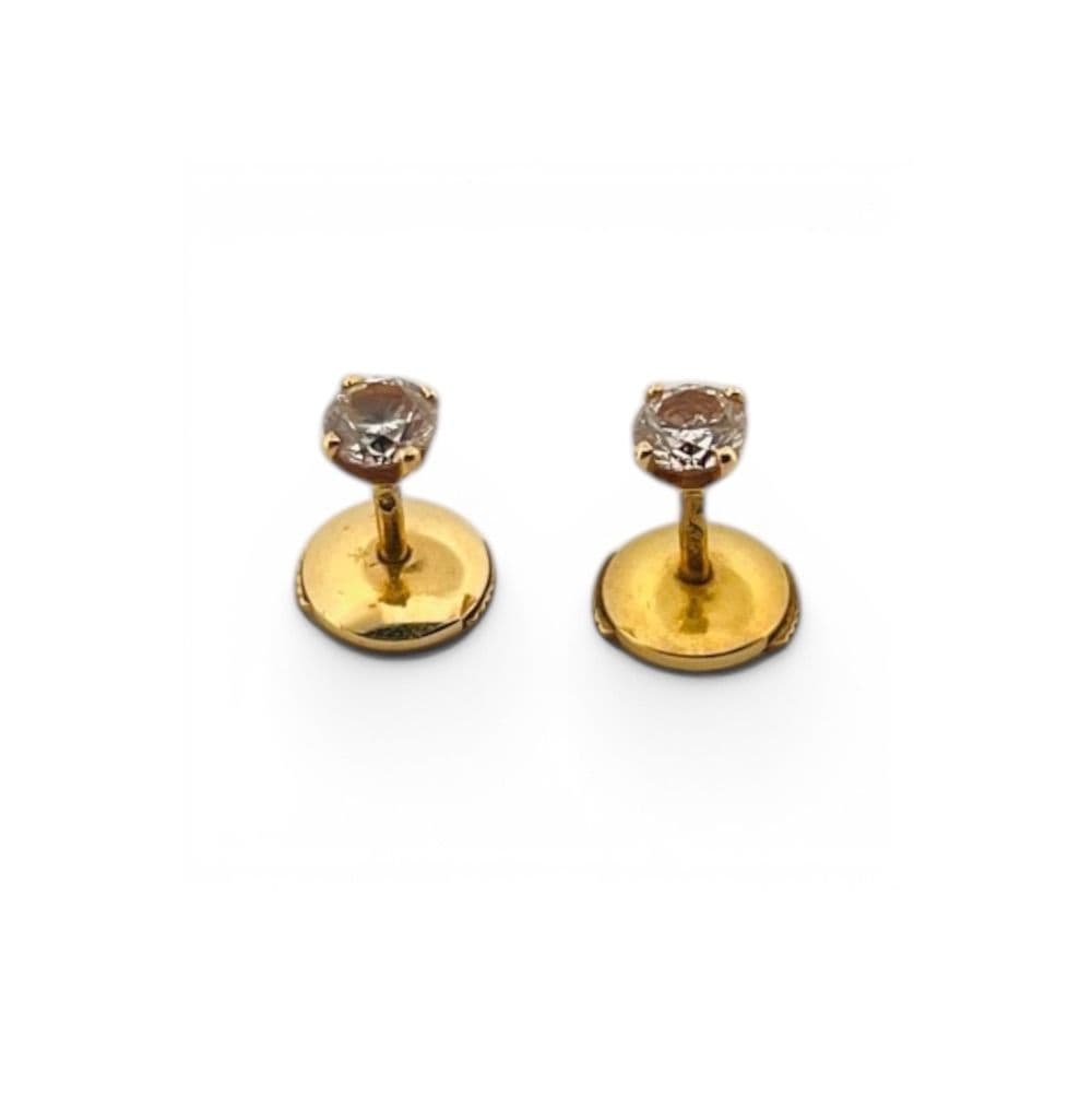Pair of 18K (750) yellow gold stud earrings, each set with a - Lot 267