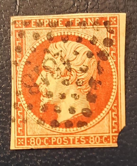 France 1853 - No. 16 Napoleon III - 1818 Versuchsstempel Lyon