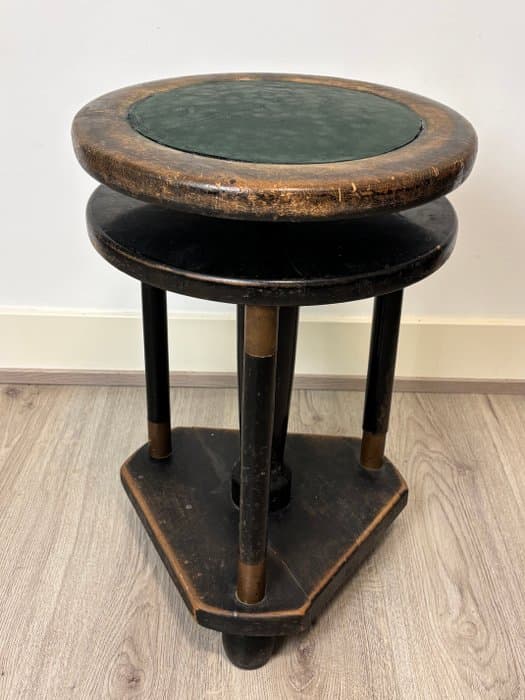 Stool - Art Deco / Biedermeier-style piano stool. - Wood, Copper