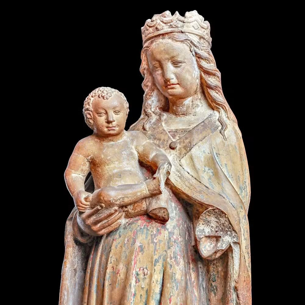French Late Gothic Limestone Beautiful Virgin & Child | Schöne Madonna