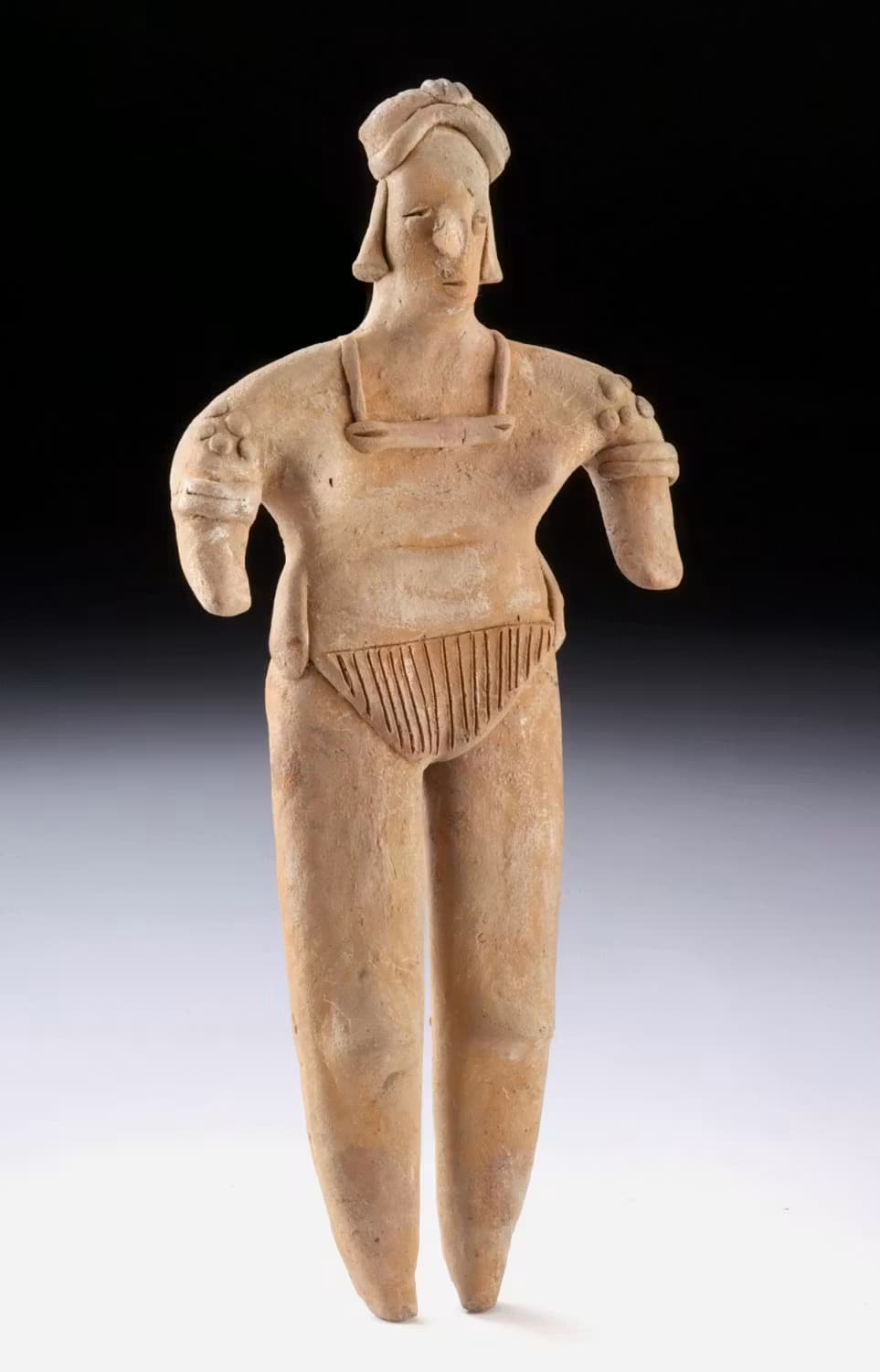 Large Colima Pottery Female Flat - Fertility Deity, Scarification, Headdress