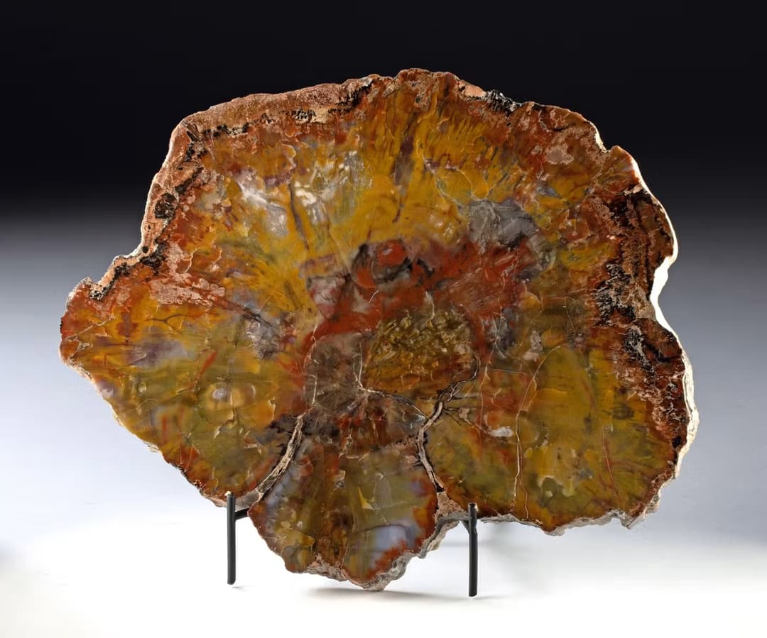 Spectacular Triassic Petrified Wood Slab, Six-Color Silicification