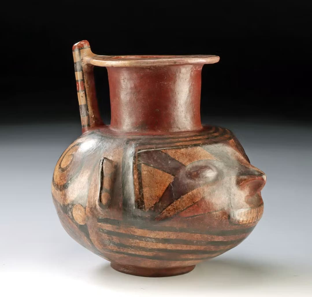 Panama Gran Cocle Polychrome Human Head Effigy Jar, ex-Tillou