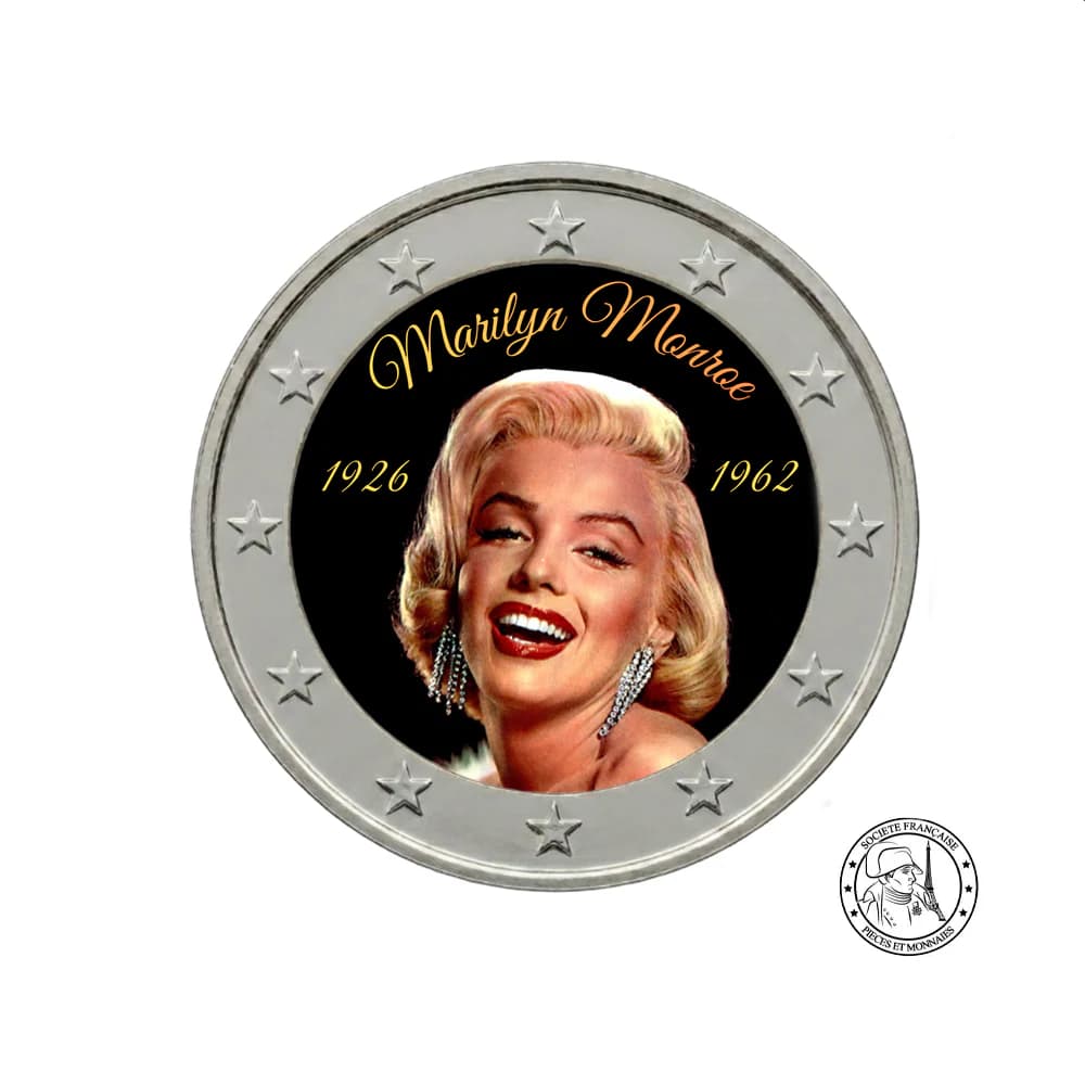Marilyn Monroe - Monnaie de 2 Euros Commémorative - Colorisée