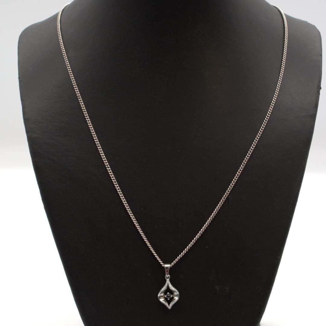 DESIGNER COLLIER HALSKETTE 835 SILBER ANHÄNGER MIT FARBSTEIN.