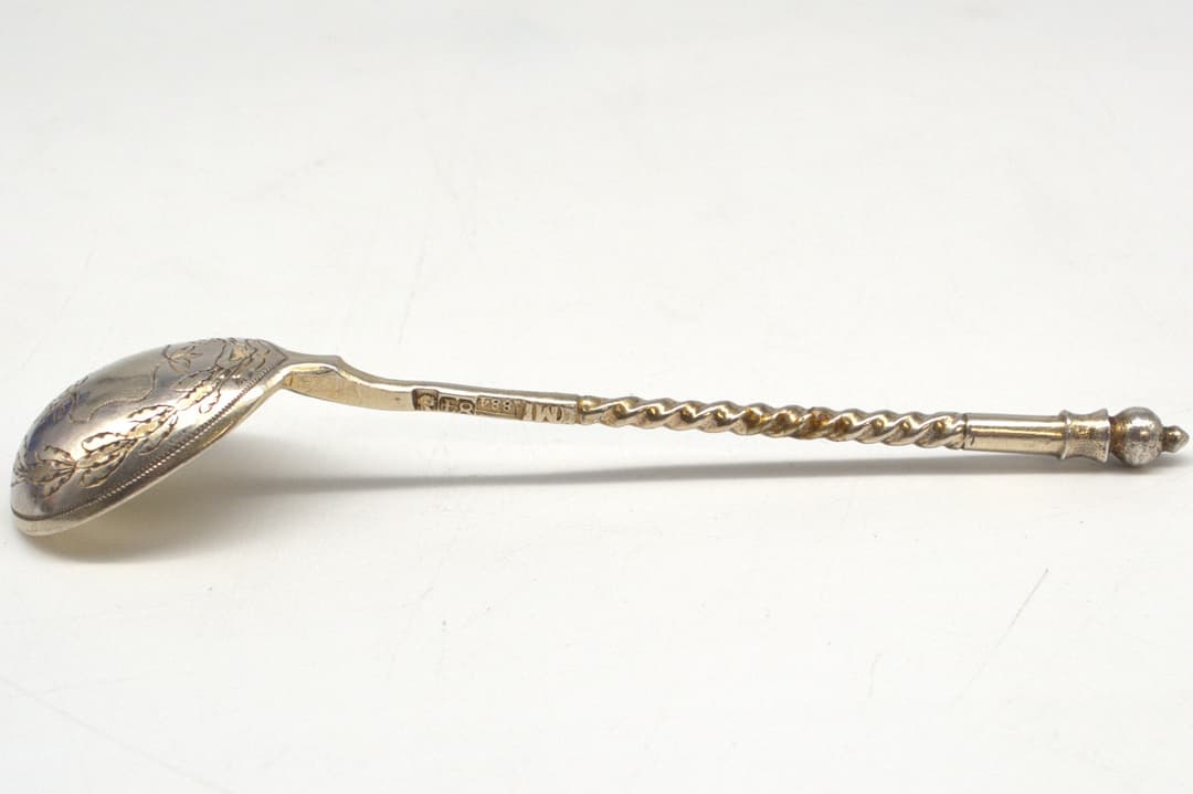 ZARISTISCHER RUSSISCHER 875 SILBER/84 ZOLOTNIKI LÖFFEL, VERGOLDET