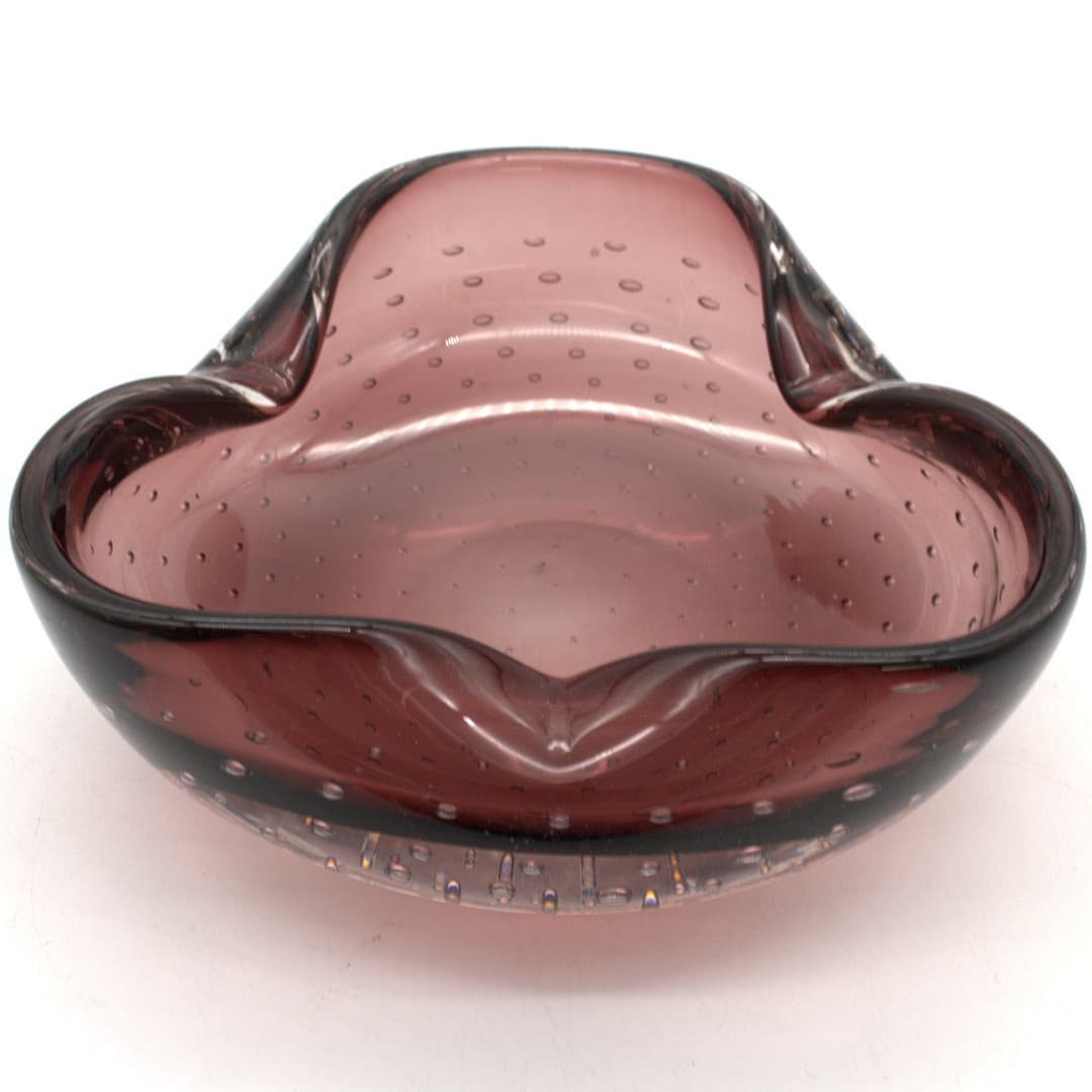 MURANO-GLASSCHALE MIT LUFTEINSCHLÜSSEN LILA DESIGN.