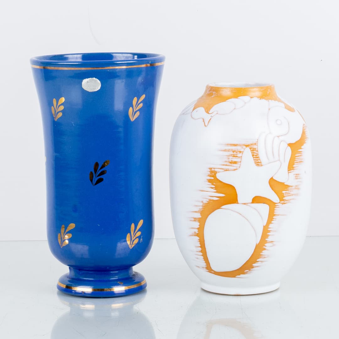 VASES, 2 cerámicas, Nittsjö y Upsala Ekeby, mediados del siglo XX