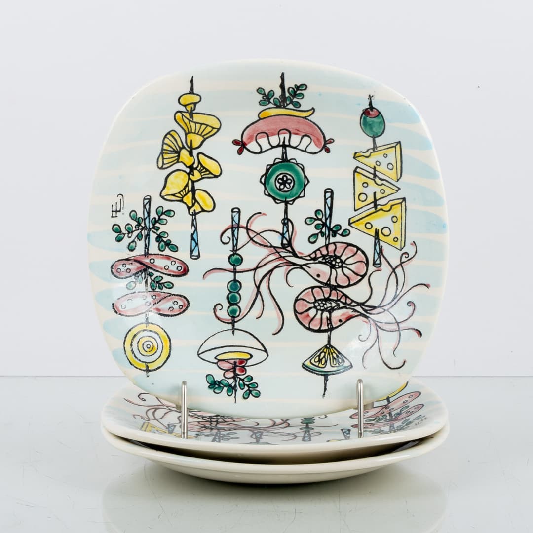 ANITA NYLUND, 3 platos, "Cocktail", Jie Gantofta, 1900s