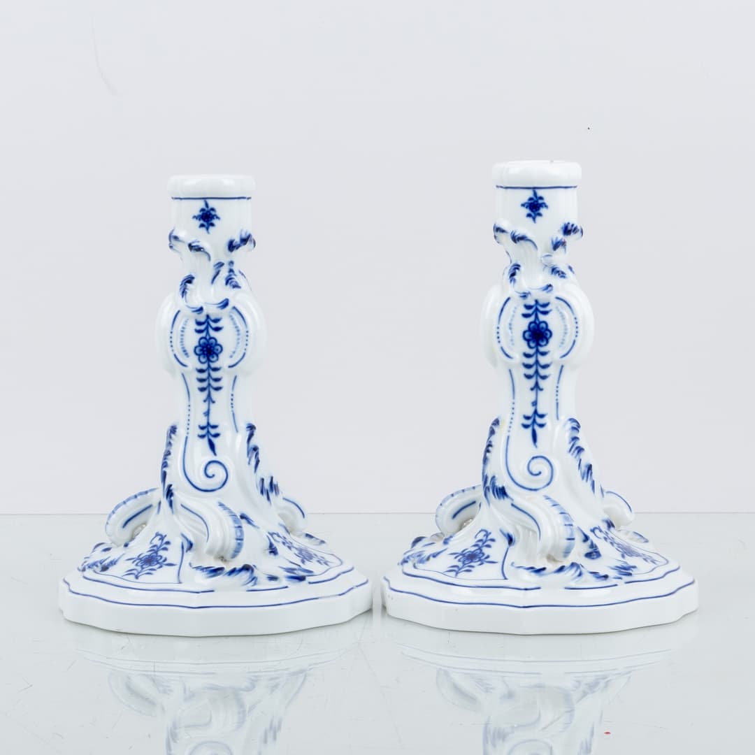 CALBROS, 1 par, porcelana, patrón cebolla, Meissen, Alemania, siglo XX
