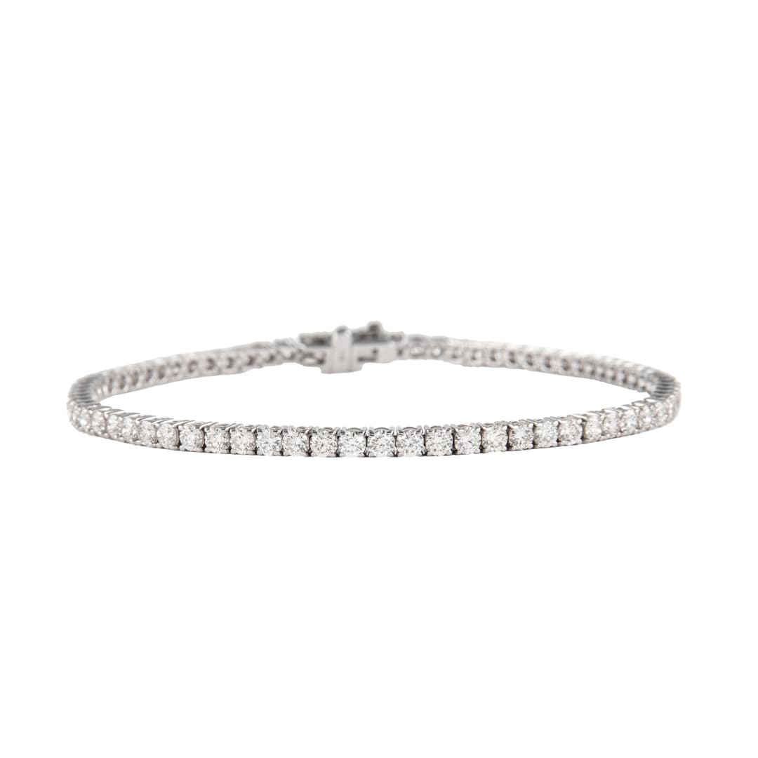 White Gold and 3.90ctw Round Brilliant Cut Diamond Tennis Bracelet