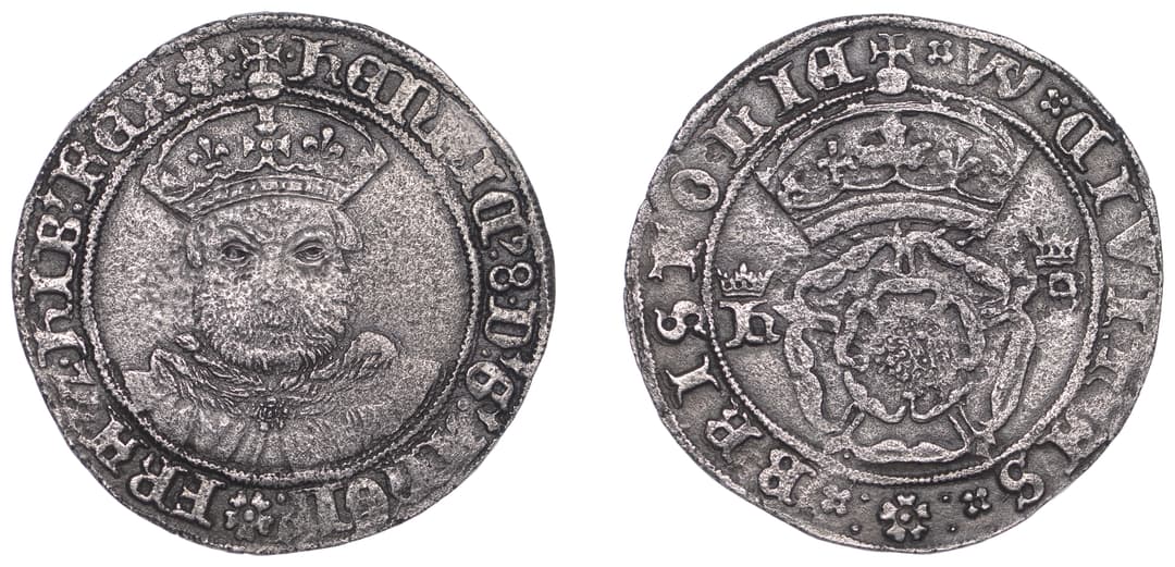 Henry VIII (1509-1547), Third coinage, Testoon, Bristol, mm. WS [William