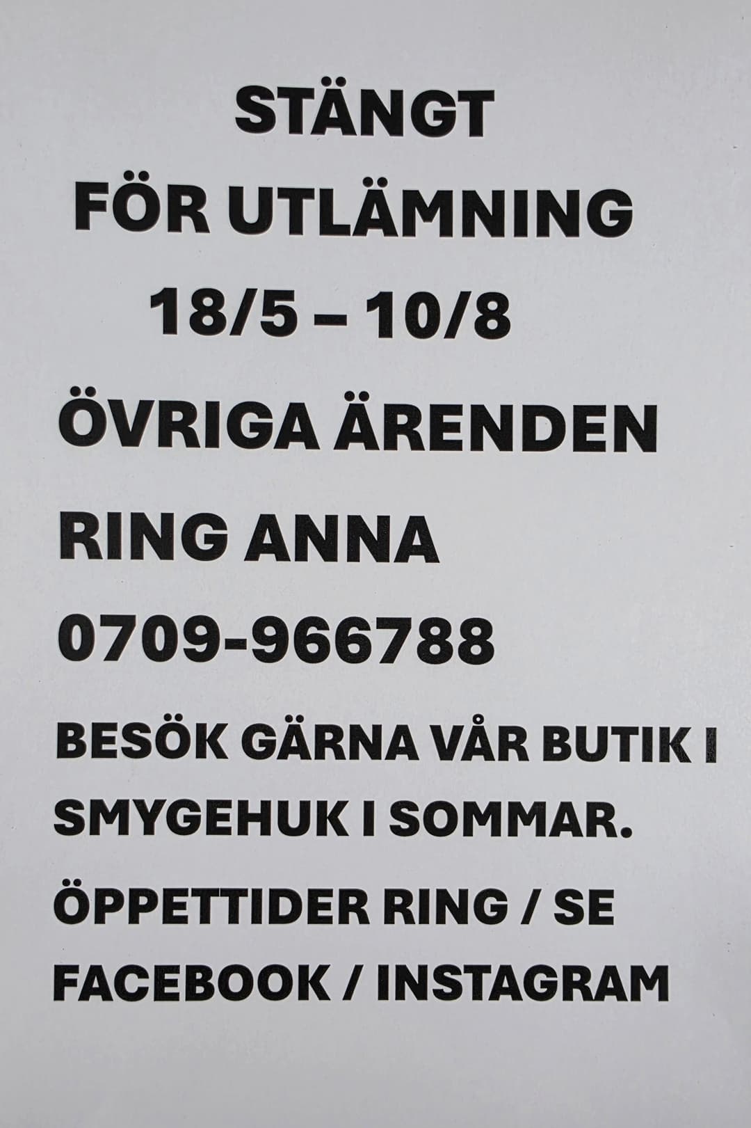 Sommarstängt