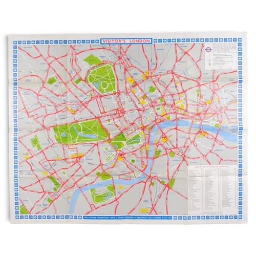 A vintage London Visitors Map issued by London Underground, ...
