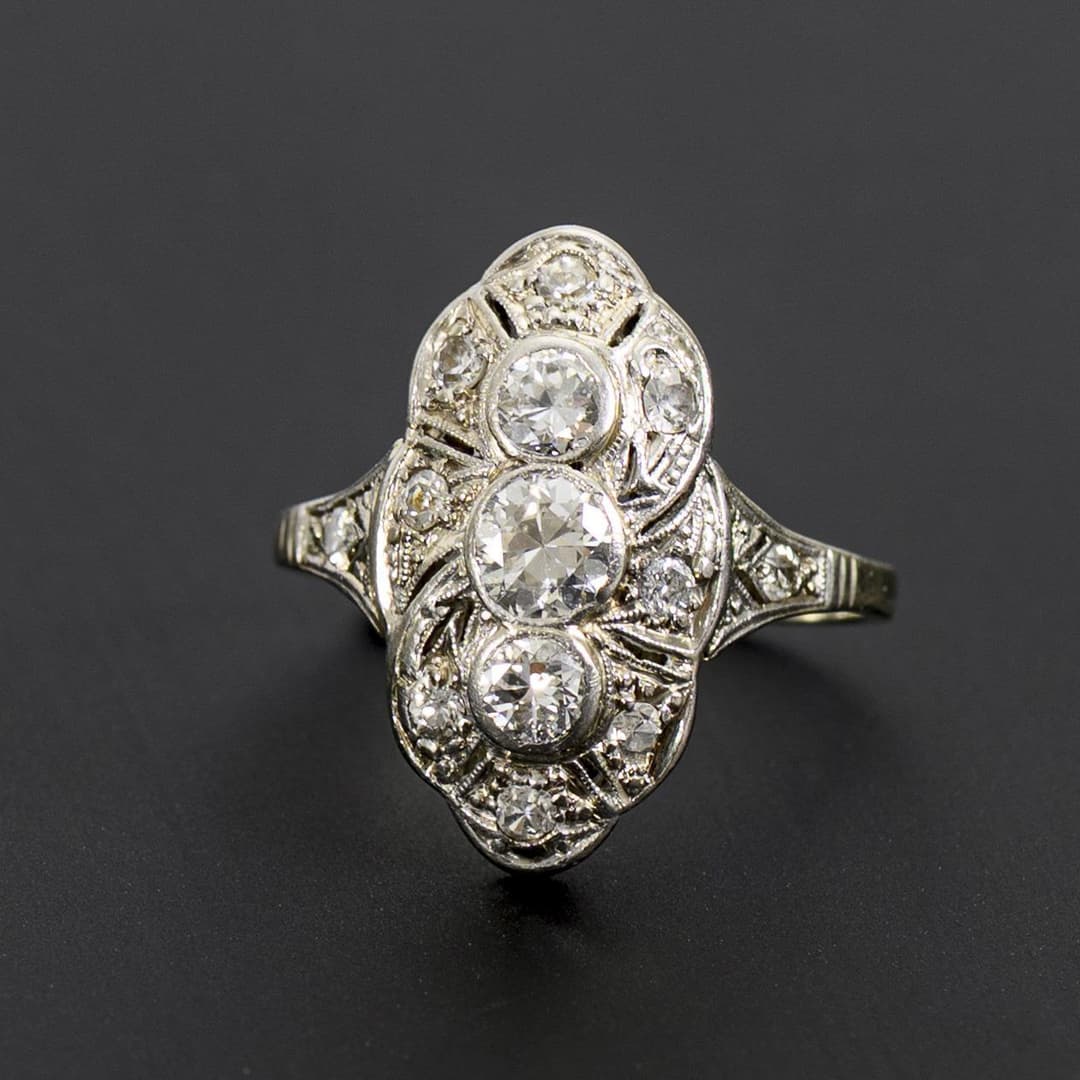 Art deco ring with old-cut diamonds.