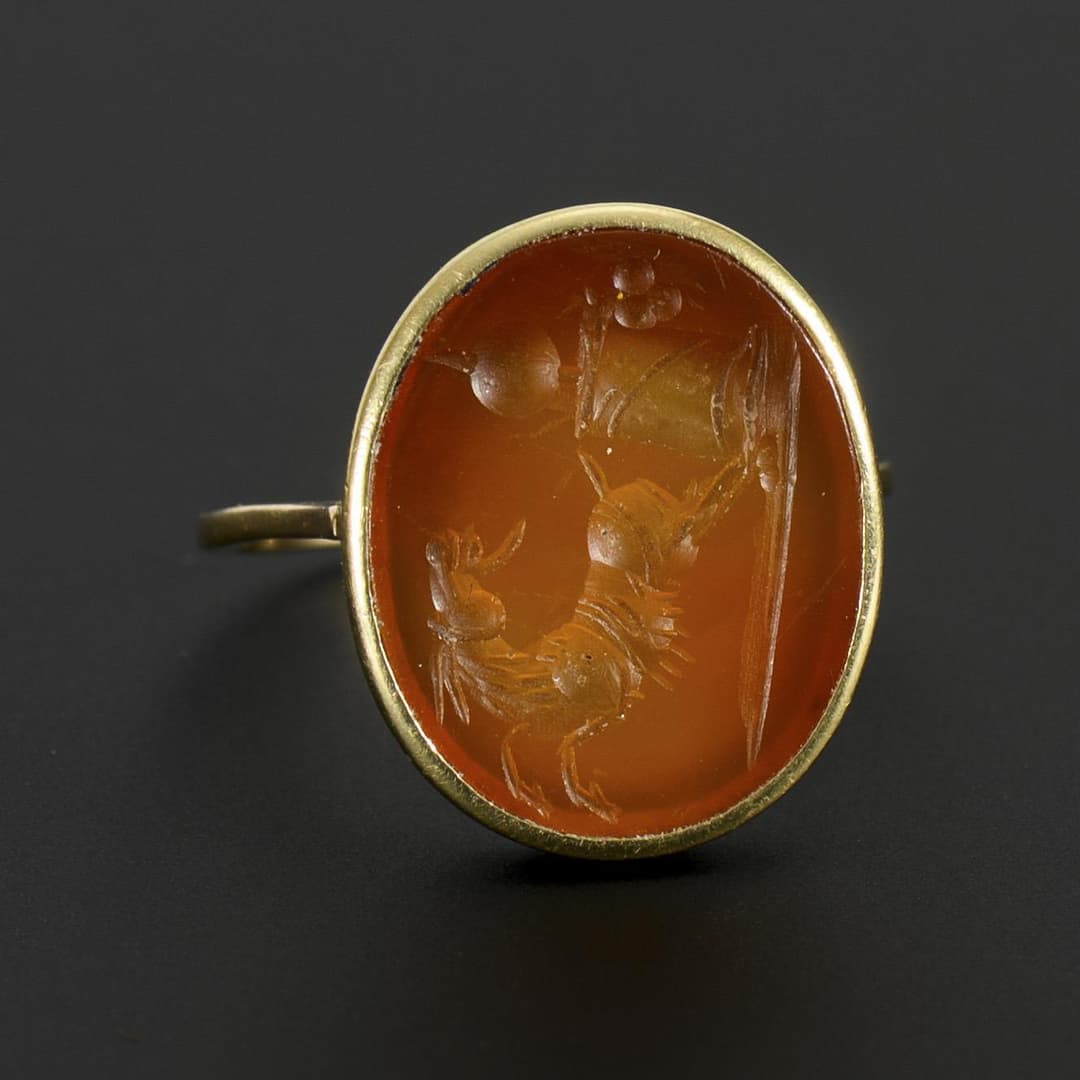 Ring with carnelian gem.