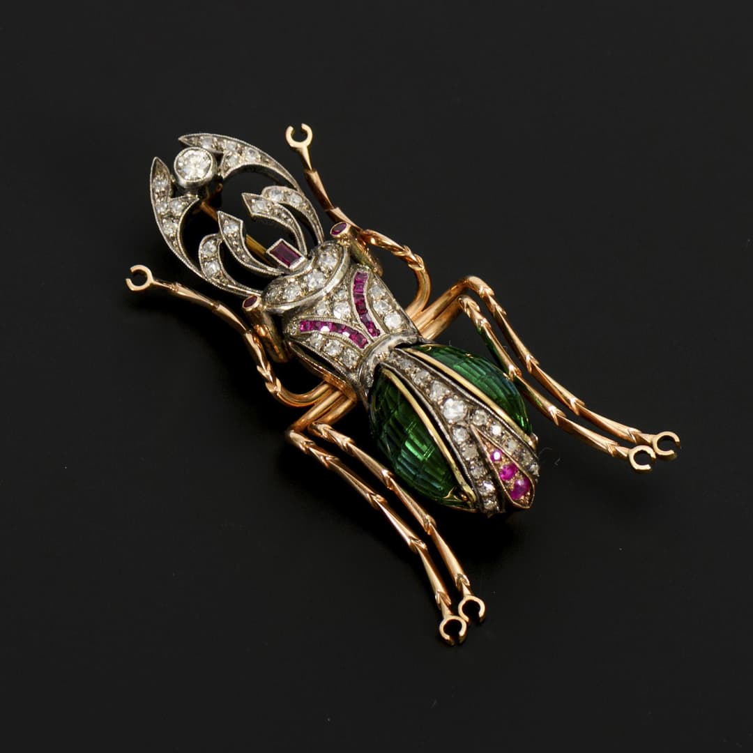 Historical brooch in the shape of a stag beetle.