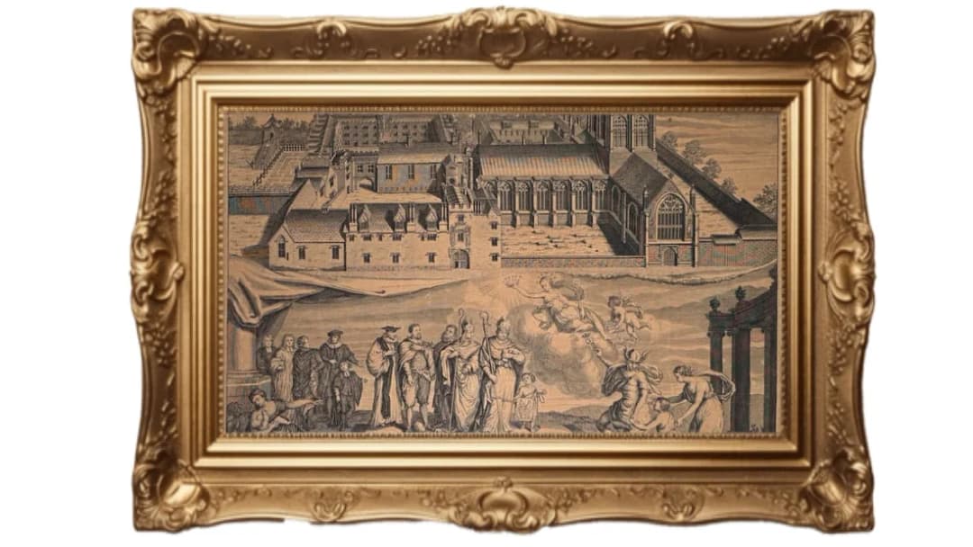 1710 copper-plate engraving of Merton College, Oxford, by George Vertue