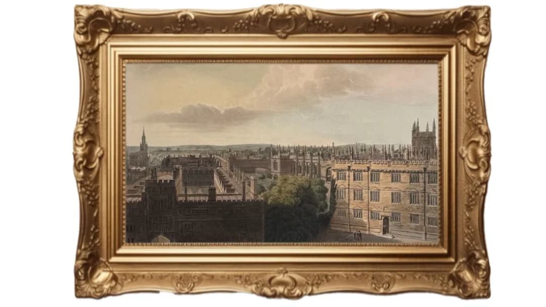 Hand-coloured aquatint engraving - Brazen-Nose College - OXFORD