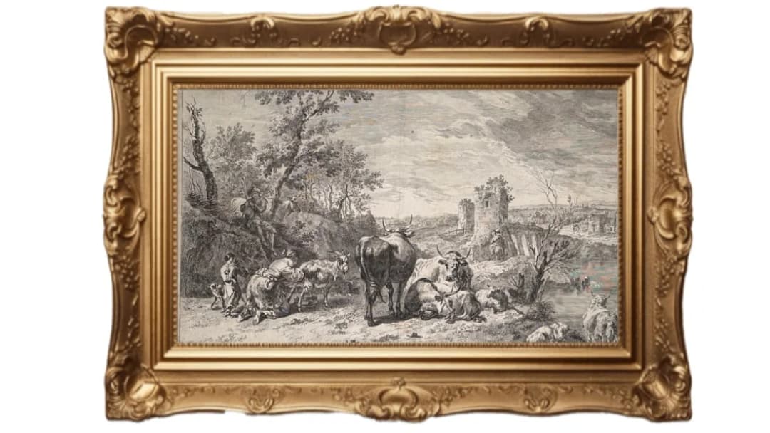 17th Century Copperplate - Pastoral Scene