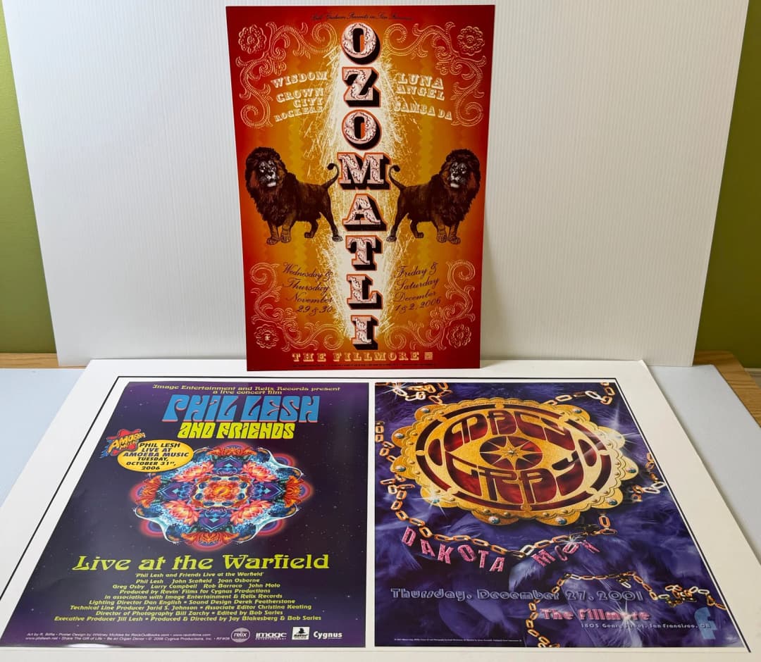 SET OF 3 BILL GRAHAM FILLMORE POSTERS WITH OZOMATLI