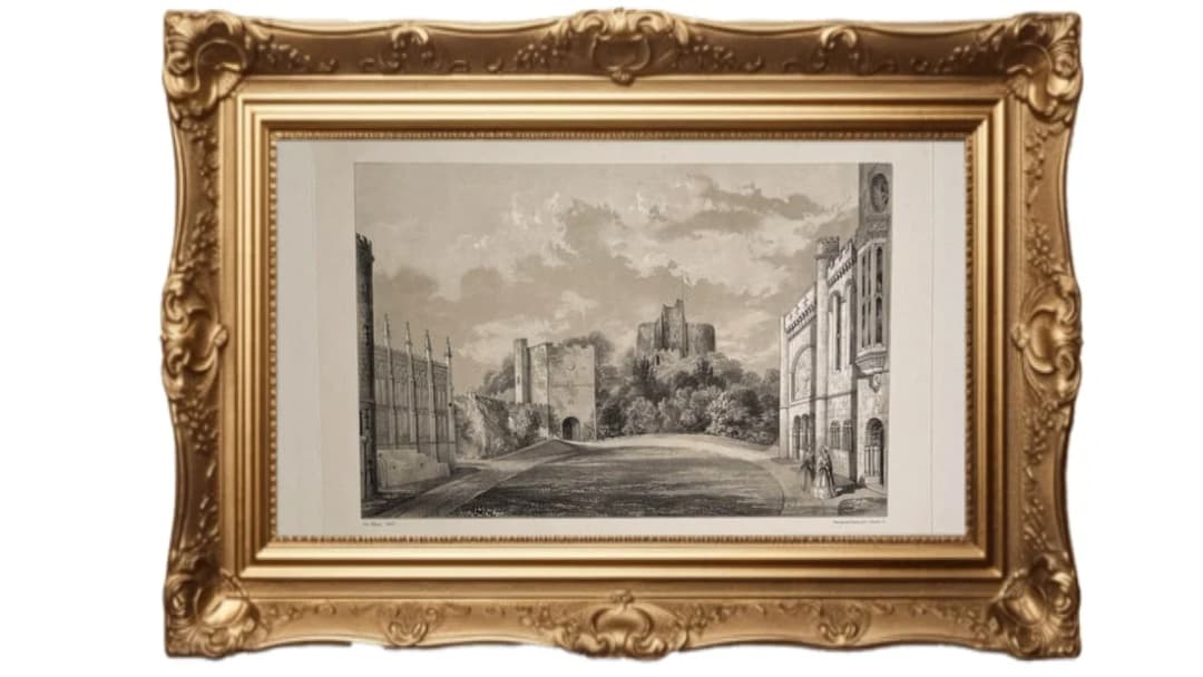 1849 Antique engraving - Arundel Castle, Sussex