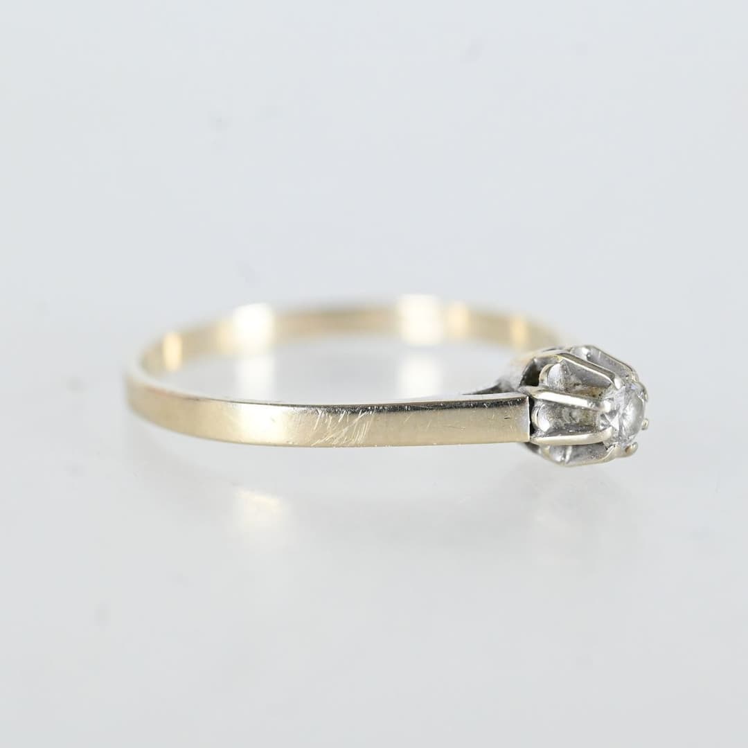 Ring med 1 diamant, 0,10 CT, Guld 18K