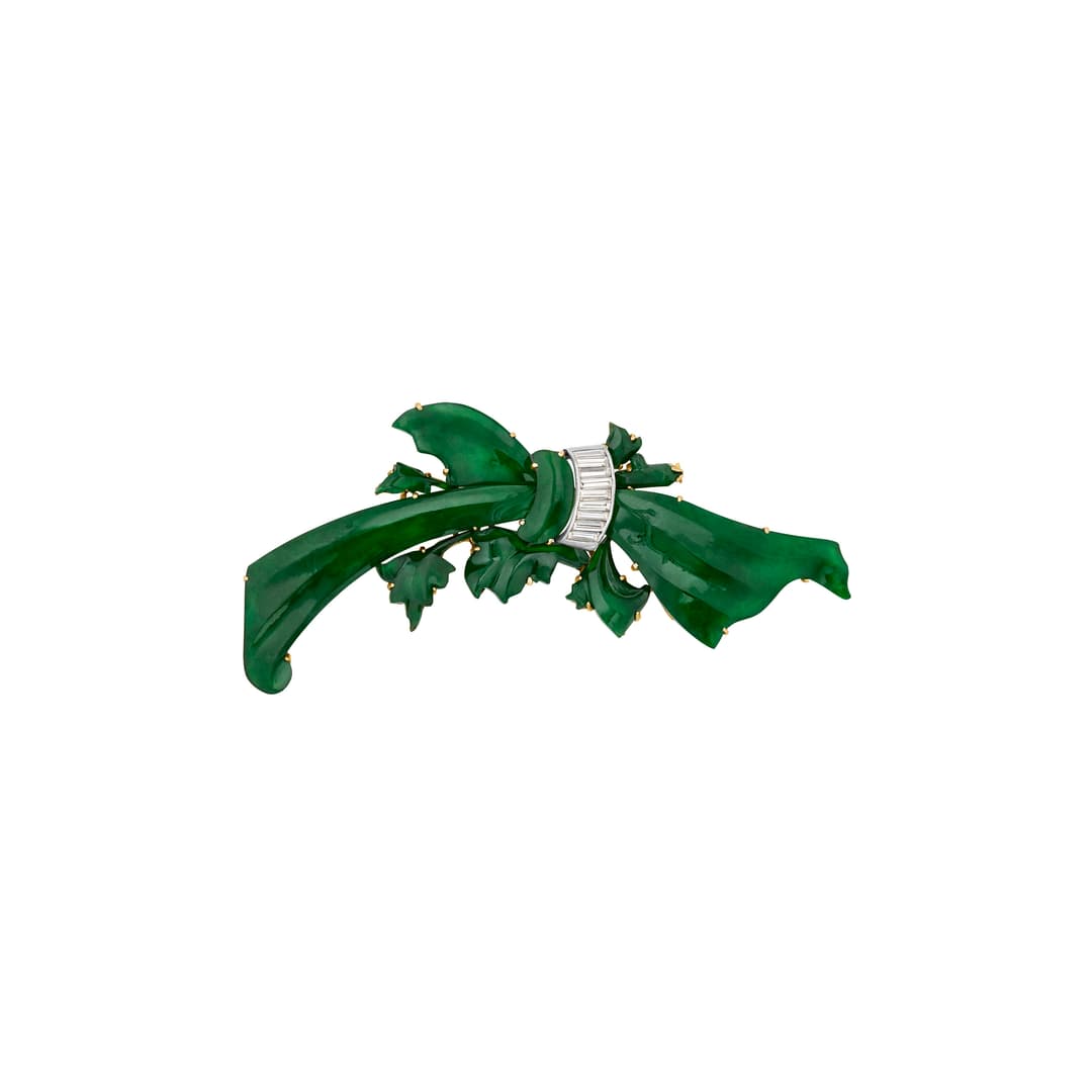 Jade and Diamond Brooch