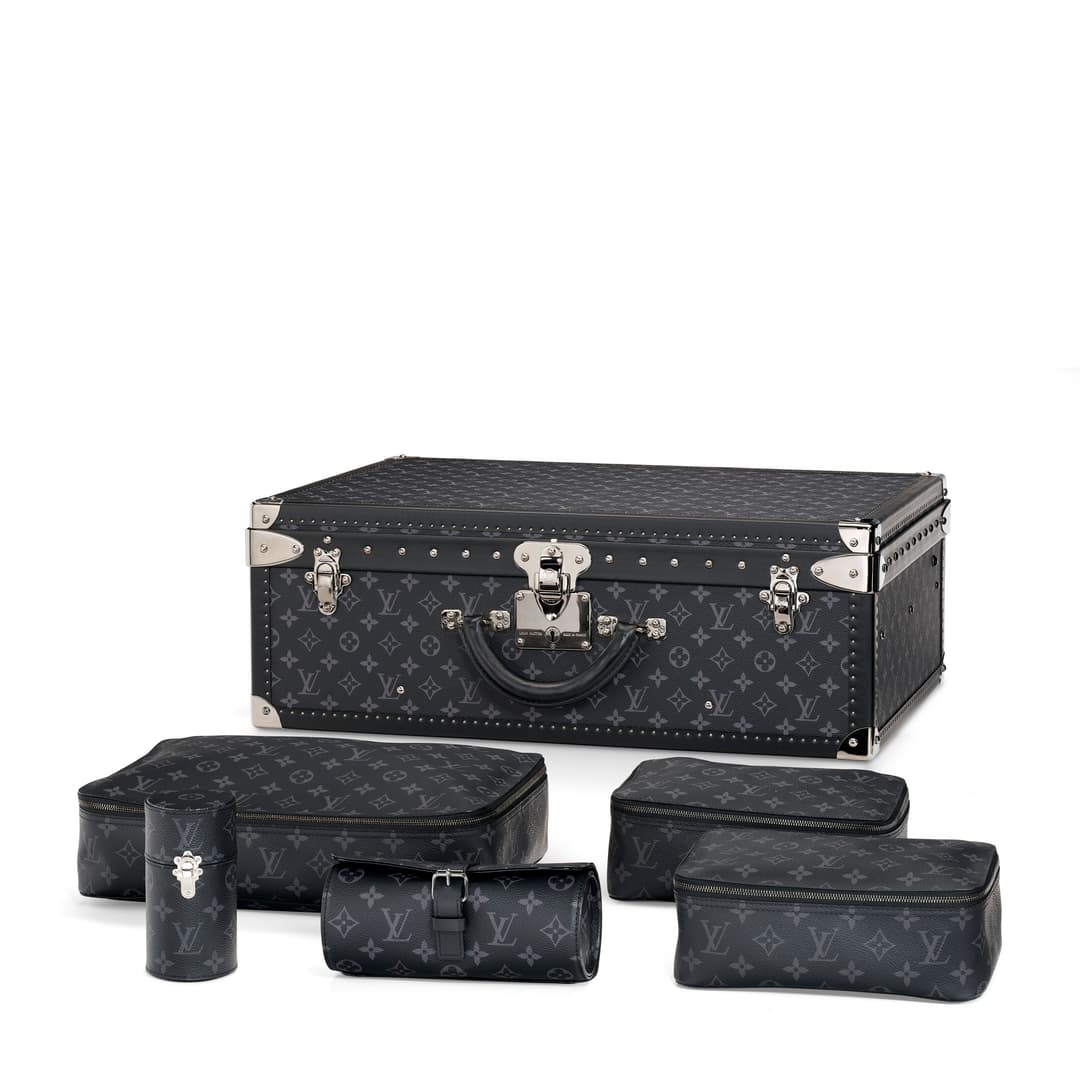 A Grey Monogram Eclipse Alzer 60 Trunk & Travel Set