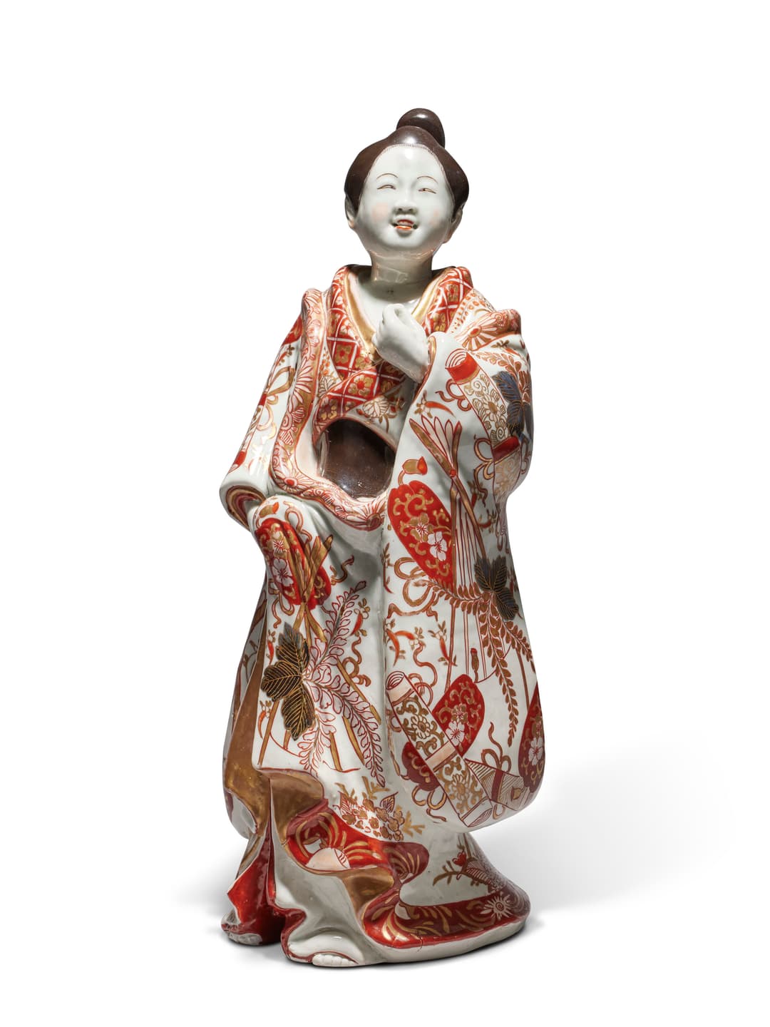 An Iron-Red and Gilt-Decorated Figure of a Bijin